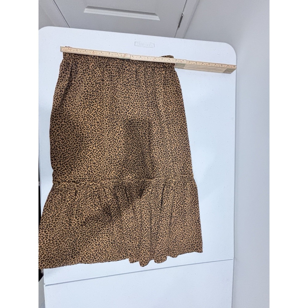 Women's Leopard Print Midi Skirt Elastic Waist Size 0XL - Picture 6 of 8